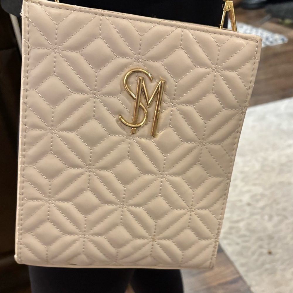 Steve Madden quilted crossbody bag with a gold-tone chain strap